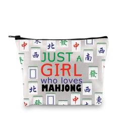 XYANFA Mahjong Make-up-Tasche Mah Jongg Geschenk Glücksspiel Geschenke für Frauen Mahjong Liebhaber Geschenk Mahjong Spieler Reißverschlusstasche, Mädchen, das Mahjong liebt, modisch von XYANFA