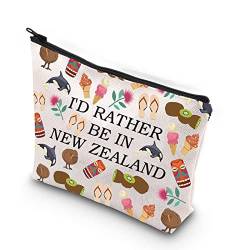 XYANFA Neuseeland Geschenke für Frauen Mädchen Neuseeland Reisetasche Neuseeland Make-up Tasche I'd Rather Be in Neuseeland, Neuseeland Make-up-Tasche, modisch von XYANFA