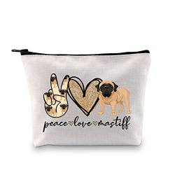 XYANFA Peace Love Mastiff Mastiff Hund Make-up Tasche Mastiff Geschenke für Frauen Mastiff Liebhaber Kosmetiktasche Hundebesitzer Reißverschluss Tasche, Peace Love Mastiff, modisch von XYANFA