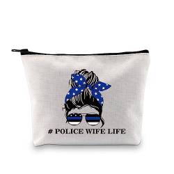 XYANFA Police Officer Wife Gift Police Wift Makeup Bag Police Family Gift Police Officer Cosmetic Bag Wife Birthday Gift Law Enforcement Zipper Pouch, POLIZEI FRAU LEBEN, modisch von XYANFA