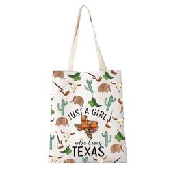 XYANFA Texas Gift Texas-Make-up-Tasche aus Leinen, Texas-Stadt-Liebhaber, Geschenk für Just A Girl Who Loves Texas, Reißverschluss-Tasche, Texas-Tragetasche, modisch von XYANFA
