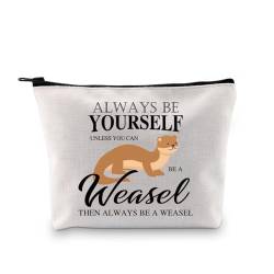 XYANFA Weasel Make-up-Tasche aus Segeltuch, Wieselliebhaber, Geschenk, Wieselmotiv, Tier-Reißverschluss, Wieselbesitzer, Geschenke für sie, Es sei denn, Sie können ein Wiesel sein, modisch von XYANFA