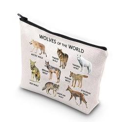 XYANFA Wölfe der Welt Wolf Make-up-Tasche Geschenk für Wolfsliebhaber, Tierwelt, Wolf-Thema, Geschenk, Wolf Geburtstag, Kosmetiktasche, Reißverschlusstasche, Wölfe der Welt, modisch von XYANFA