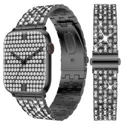 XYF Armband für Damen, kompatibel mit Apple Watch, 49 mm, 45 mm, 44 mm, 42 mm, glitzerndes Diamant-Edelstahl-Armband, verbessertes Armband für iWatch Ultra 2/1, Serie 9, 8, 7, 6, 5, 4, 3, 2, 1 SE, von XYF