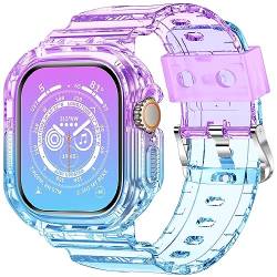 XYF Kompatibel mit kristallklaren Apple Watch-Armbändern, 45 mm, 44 mm, 42 mm, 41 mm, 40 mm, 38 mm, 49 mm, Stoßfängerhülle, für Herren und Damen, Jelly Sportband für iWatch Ultra Series 8 7 SE/6 5 4 3 von XYF