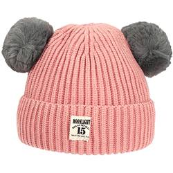 XYIYI Baby Kinder Winter Warme Strickmütze Kleinkind Häkeln Pelz Pom Mütze Beanie Hut für 6-24 Monate Jungen Mädchen (Rosa) von XYIYI