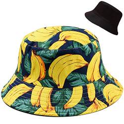 XYIYI Bananen Gelb Reversibel Fischerhüte Anglerhut Sonnenhut Für Damen Mädchen von XYIYI