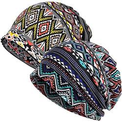 XYIYI Damen Mütze Chemo Hut Slouchy Kopfbedeckungen Kopf Wraps Krebshüte (2 Stück Geometrie-J) von XYIYI