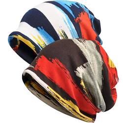 XYIYI Damen Mütze Chemo Hut Slouchy Kopfbedeckungen Kopf Wraps Krebshüte (2Stück Tie Dye-E) von XYIYI