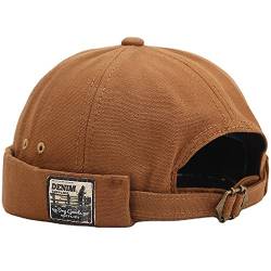 XYIYI Khaki Herren Dockermütze Brimless Hat Schädelkappe Arbeiter Matrosenmütze Gerollte Manschette Retro Beanie Mütze von XYIYI