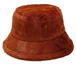 XYIYI Pelzig Fischerhut Bucket Hat Winter Wärmer Eimer Hut Flauschige Fischermütze für Damen Mädchen von XYIYI