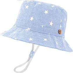 XYIYI Unisex Baby Kleinkind Star Hell Blau Sonnenhut Kinder für 2-4 Jahre Jungen Mädchen mit Breite Krempe von XYIYI