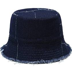 XYIYI Unisex Dunkelblau Double-Side-Wear Gewaschener Fischerhüte Baumwolle Bucket Hat Vintage Strand Sonnenhut von XYIYI