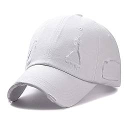 XYIYI Weiß Vintage Basecap Verstellbare Distressed Washed Baseball Kappe für Damen Herren, Einheitsgröße von XYIYI