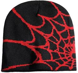 XYIYI Y4K Gothic Spider Muster Strickmütze Damen Slouchy Gestrickt Beanie Herren Winter Warm Skull Cap von XYIYI