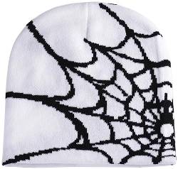 XYIYI Y5K Gothic Spider Muster Strickmütze Damen Slouchy Gestrickt Beanie Herren Winter Warm Skull Cap von XYIYI