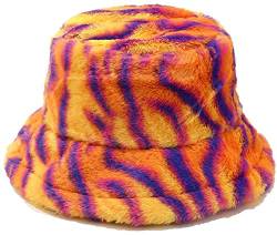 XYIYI Zebra Pelzig Fischerhut Bucket Hat Winter Wärmer Eimer Hut Flauschige Fischermütze für Damen Mädchen von XYIYI