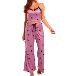 XYKrissas Damen-Pyjama-Set, ärmelloses Oberteil und Hose mit weitem Bein, 2-teiliges Lounge-Set (DE/NL/SE/PL, Alphanumerisch, L, Regular, Regular) von XYKrissas