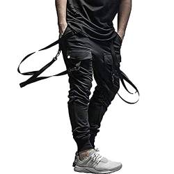 XYXIONGMAO Cargo Hip Hop Pants Streetwear 2020 Schwarz Jogger für Herren Taktische Gothic Japanische Street Style Hosen - Schwarz - Groß von XYXIONGMAO