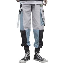 XYXIONGMAO Freizeithose mit mehreren Taschen, funktionell, locker, Hip-Hop-Cargohose, Herren-Jogginghose, Streetwear, Blau, Klein von XYXIONGMAO