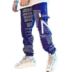 XYXIONGMAO Herren Japanische Lila Casual Taktische Jogger Hip Hop Hose Streetwear Techwear Sweatpants Cargo Hose für Männer, Violett, Klein von XYXIONGMAO