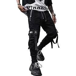 XYXIONGMAO Herren Jogger Pants Techwear Hip Hop Haremshose Streetwear Tactical Track Pants, schwarz, Groß von XYXIONGMAO