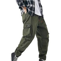 XYXIONGMAO Herren Taktische Hip Hop Sweatpants Schwarz Techwear Streetwear Hip Hop Jogger Grün Overalls Cargohose für Männer, Grün , Mittel von XYXIONGMAO