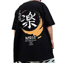 XYXIONGMAO Japanische Streetwear Hip Hop Grafik Tees Shirts für Männer Bedruckt Kurzarm T-Shirt Herren Lose Casual Top, schwarz, Mittel von XYXIONGMAO