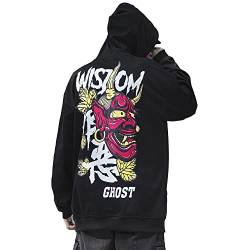 XYXIONGMAO Techware Graphic Herren Hoodies Japanische Streetwear Oversized Ghost Hip Hop Evil Sweatshirt, schwarz, Large von XYXIONGMAO