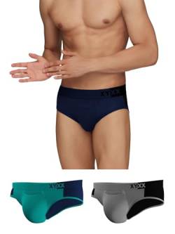 XYXX Herren-Slip Dualist Micromodal, reguläre Passform, Colorblock, antimikrobiell, ohne Abdrücke am Bund (3er-Pack) von XYXX