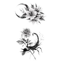 Neue temporäre Tattoo-Aufkleber for Frauen, schwarze Rose, temporäre Tattoo-Aufkleber, Blume, Schmetterling, Körper, Beine, Arm, Kunst, realistische gefälschte Tätowierung, Festival-Party-Tattoos (Co von XZEIT