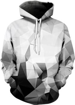 XZEIT Hoodie Herren Slim Fit Mit Kängurutasche Langarm Sweatshirt Persönlichkeit 3D Druck Kapuzenpullover Herren Hip-Hop-Stil Langarm Pulli Basic Paar-Outfit Pullover ZZ-10 3XL von XZEIT