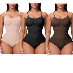 XZEIT Vegashine Body Suit, Nahtloser Body für Frauen, Shapewear Bauchkontrolle, Vegashine Bodysuit Shapewear, 3 Stück, Small von XZEIT