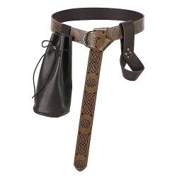 XZQTIVE Mittelalterlicher Rittergürtel für Herren Damen Renaissance Wikinger Gürtel mit Schwert Holster Tasche für LARP Halloween Cosplay Kostüm von XZQTIVE