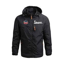 Herren Winddichte Jacke. Vespa. Jacke Militärstil Taktische Jacke Vespajacke Herrenklassische Hoodie Geschenke for Männer (Color : Black, Size : XXL) von XZZXZZ