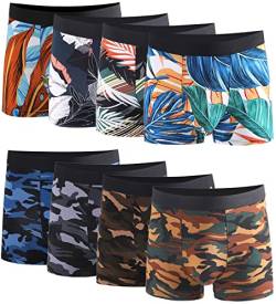 Xaanelr Boxershorts Herren Unterhosen Männer Bambus Viskose Unterwäsche Men Retroshorts 4er/8er Pack S-3XL (as3, Alpha, 3X_l, Regular, Regular, A011-8er Set Mehrfarbig) von Xaanelr