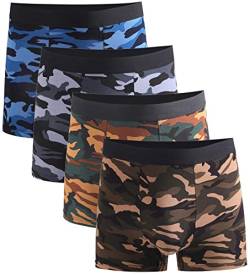 Xaanelr Boxershorts Herren Unterhosen Männer Bambus Viskose Unterwäsche Men Retroshorts 4er/8er Pack S-3XL (as3, Alpha, s, Regular, Regular, A021-4er Set Tarnung) von Xaanelr