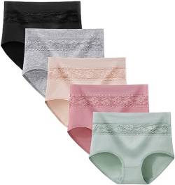 Xaanelr Damen Unterhosen Hipsters Stretch Baumwolle Hohe Taille Slips Weich Unterwäsche für Frauen Mehrpack (as3, Alpha, m, Regular, Regular, Mehrfach - A04-5er Pack) von Xaanelr