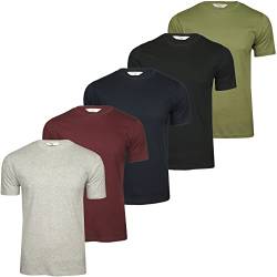 Xact Herren-Basic-T-Shirts mit Rundhalsausschnitt und Baumwolle, 5er-Pack (5-Pack - Black/Grey/Wine/Green/Navy) XL von Xact