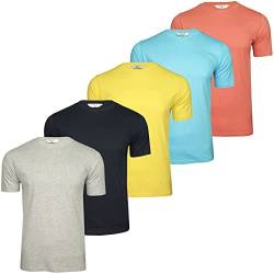 Xact Herren-Basic-T-Shirts mit Rundhalsausschnitt und Baumwolle, 5er-Pack (5-Pack - Grey/Navy/Mimosa/Atoll/Peach) M von Xact