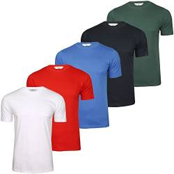 Xact Herren-Basic-T-Shirts mit Rundhalsausschnitt und Baumwolle, 5er-Pack (5-Pack - Navy/Red/Blue/White/Pine) M von Xact