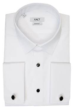 Xact Herren Formales Smokinghemd, Doppelmanschette - Manschettenknöpfe inklusive (White - Standard Collar - Black Buttons) 48 von Xact