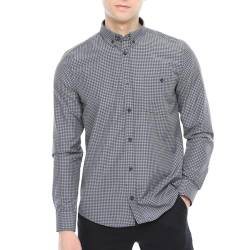 Xact Herren Freizeithemden 'Gingham' Kariert Polokragen Langarm (Grey/Navy) XL von Xact