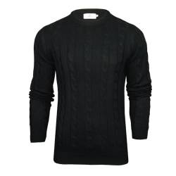 Xact Herren Rundhalspullover mit Zopfmuster (Black) XL von Xact