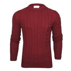 Xact Herren Rundhalspullover mit Zopfmuster (Burgundy) XXL von Xact