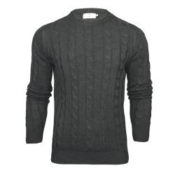 Xact Herren Rundhalspullover mit Zopfmuster (Dark Charcoal Marl) M von Xact