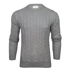 Xact Herren Rundhalspullover mit Zopfmuster (Mid Grey Marl) L von Xact