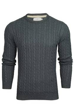 Xact Herren nachhaltiger Baumwollmix-Strickpullover mit Zopfmuster und Rundhalsausschnitt (Navy) M von Xact