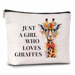 A23 Kosmetiktasche mit Giraffen-Motiv, für Damen, "Just A Woman Who Loves Giraffen", Geschenktasche, Tier-Make-up-Reißverschlusstasche, Geburtstagsgeschenk für Familie, Freunde, Schwester, BFF, A23, von Xanev