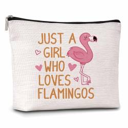 Flamingo-Geschenk-Make-up-Tasche für Damen, Just A Woman Who Loves Flamingos Kosmetiktasche, Flamingo-Liebhaber, Tier-Make-up-Reißverschlusstasche, Geburtstagsgeschenk für Familie, Freunde, Schwester, von Xanev